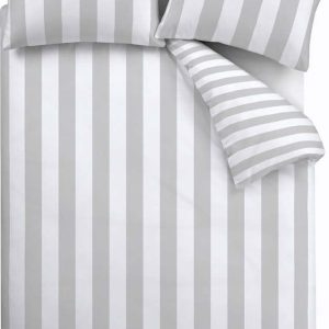 Bílo-šedé povlečení na dvoulůžko 200x200 cm Cove Stripe – Catherine Lansfield