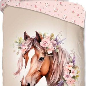 Růžové/hnědé bavlněné dětské povlečení na jednolůžko 140x200 cm Avera – Good Morning