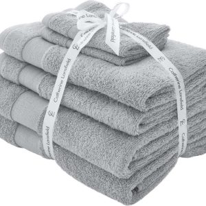 Světle šedé froté bavlněné ručníky a osušky v sadě 6 ks Anti-Bacterial – Catherine Lansfield