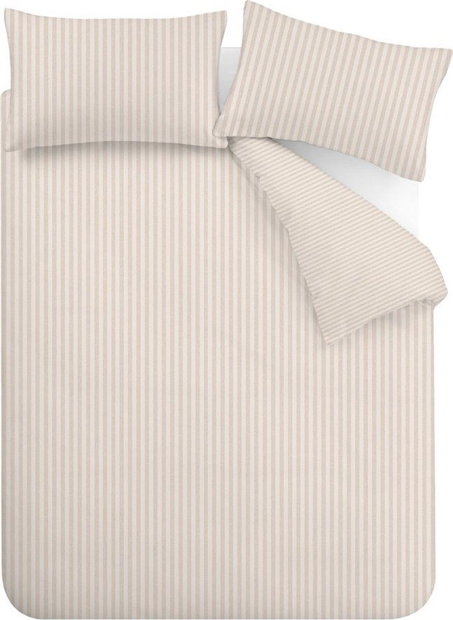 Béžové povlečení na jednolůžko 135x200 cm Epping Textured Stripe – Catherine Lansfield