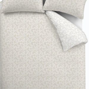 Béžové 3dílné povlečení na dvoulůžko/prodloužené z bavlněného perkálu 230x220 cm Shadow Leaves – Bianca