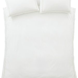 Bílé/béžové povlečení na jednolůžko z bavlněného perkálu 135x200 cm Contrast Trim – Bianca