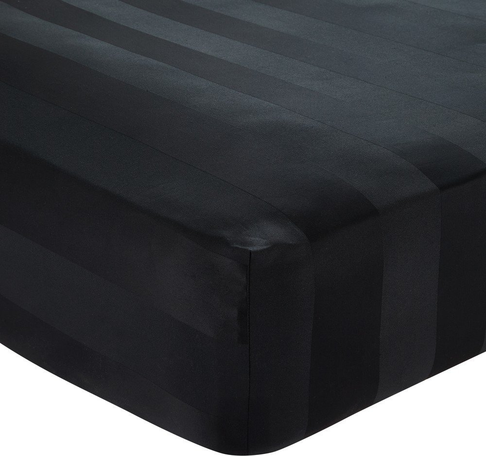 Černé napínací saténové prostěradlo 150x200 cm So Soft Satin Stripe – Catherine Lansfield