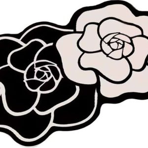 Černobílá koupelnová předložka 60x100 cm Bungari Rose – Foutastic