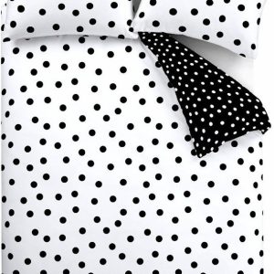 Černobílé povlečení na jednolůžko 135x200 cm Polka Dot – Catherine Lansfield