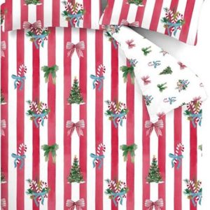 Červené/bílé povlečení na dvoulůžko 200x200 cm Christmas Stripe – Catherine Lansfield