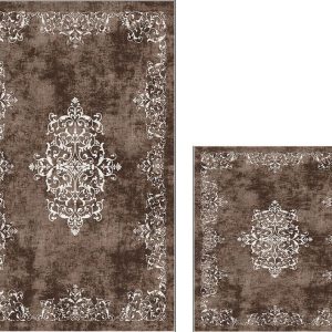 Hnědé koupelnové předložky v sadě 2 ks 60x100 cm – Foutastic