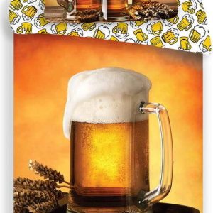 Jantarové bavlněné povlečení na jednolůžko 140x200 cm Beer – Jerry Fabrics