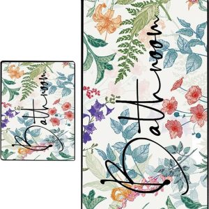 Koupelnové předložky v sadě 2 ks 60x100 cm Green In Flower – Foutastic