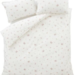 Krémové povlečení na jednolůžko z bavlněného perkálu 135x200 cm Vintage Rosebud Lace – Bianca