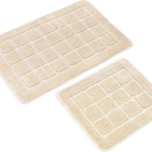 Krémové koupelnové předložky v sadě 2 ks 50x80 cm Kareli – Foutastic