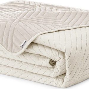 Krémový prošívaný přehoz z mikrovlákna 220x240 cm Softa – Restilo