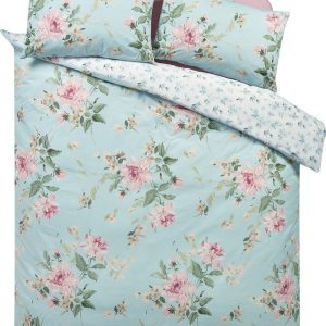 Modré povlečení na jednolůžko 135x200 cm Avebury Floral – Catherine Lansfield