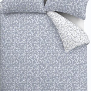 Modré 3dílné povlečení na dvoulůžko/prodloužené z bavlněného perkálu 230x220 cm Shadow Leaves – Bianca