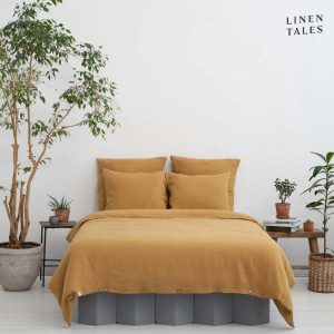 Povlečení na dvoulůžko z konopného vlákna v hořčicové barvě 200x220 cm – Linen Tales