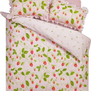 Růžové povlečení na jednolůžko 135x200 cm Strawberry Frills – Catherine Lansfield