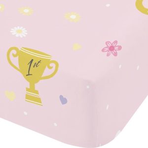 Růžové napínací dětské prostěradlo na jednolůžko 90x190 cm Happy Horses – Catherine Lansfield