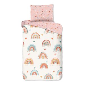 Růžové/béžové bavlněné dětské povlečení na jednolůžko 140x200 cm Louie – Good Morning