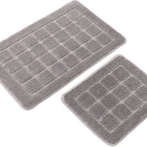 Šedé koupelnové předložky v sadě 2 ks 50x80 cm Kareli – Foutastic