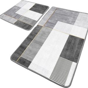 Šedé koupelnové předložky v sadě 2 ks 60x100 cm Pendor – Foutastic