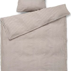 Šedé/béžové krepové povlečení na jednolůžko/prodloužené 150x210 cm Bæk&Bølge – JUNA