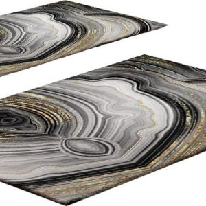 Šedé/ve zlaté barvě koupelnové předložky v sadě 2 ks 60x100 cm CT – Foutastic