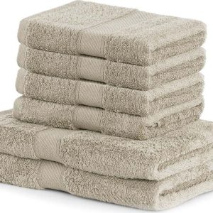 Set 2 béžových osušek a 4 ručníků DecoKing Bamby Beige