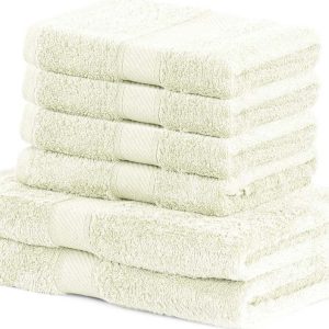 Set 2 světle béžových osušek a 4 ručníků DecoKing Bamby Ecru