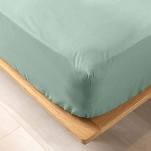 Světle zelené napínací prostěradlo z Bio bavlny 140x190 cm Biolina – douceur d'intérieur