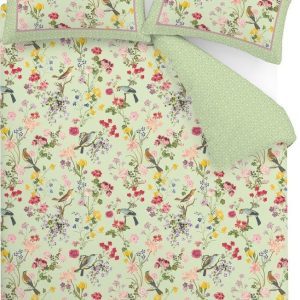 Zelené 3dílné povlečení na dvoulůžko 200x200 cm Birds In Bloom – RHS