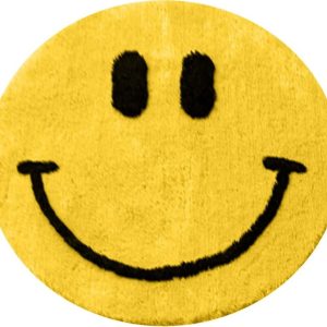 Žlutá koupelnová předložka ø 90 cm Yellow Smile – Foutastic