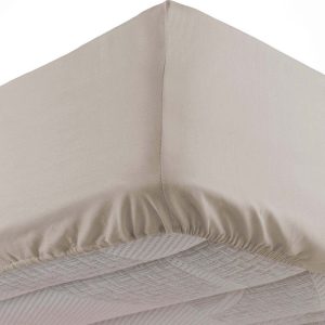 Béžové napínací prostěradlo z mikrovlákna 90x190 cm Oscar – douceur d'intérieur