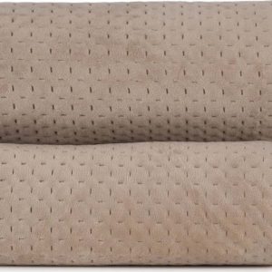 Béžový sametový prošívaný přehoz 240x260 cm – Ixia