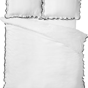 Bílé 3dílné povlečení na dvoulůžko 200x200 cm So Soft Mono Frill – Catherine Lansfield