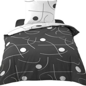 Bílé/tmavě šedé povlečení na jednolůžko z mikrovlákna 140x200 cm Sonate – douceur d'intérieur