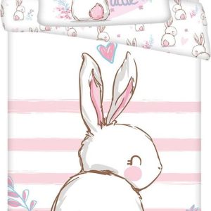 Bílo-růžové bavlněné dětské povlečení do postýlky 100x135 cm Bunny "Sweet" – Jerry Fabrics