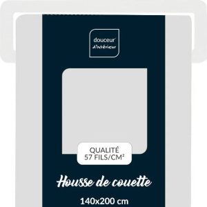 Bílý bavlněný povlak na peřinu na jednolůžko 140x200 cm Lina – douceur d'intérieur