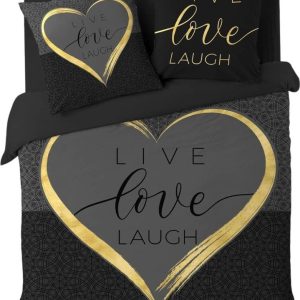 Černé bavlněné povlečení na dvoulůžko 200x200 cm Crazy Love – douceur d'intérieur