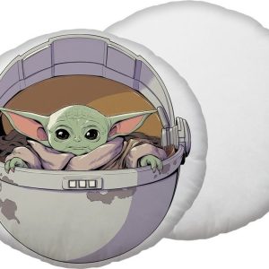 Dětský polštářek z mikroplyše ø 40 cm Star Wars "Mandalorian 02" – Jerry Fabrics