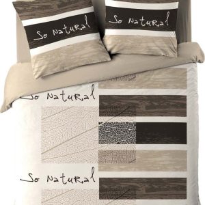 Hnědé bavlněné povlečení na dvoulůžko 200x200 cm So Natural – douceur d'intérieur