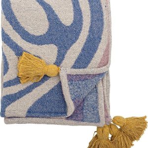 Modrá deka s příměsí bavlny 130x160 cm Arlie – Bloomingville