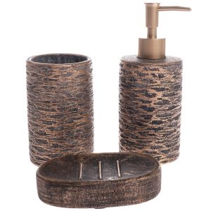 Sada 3 ks doplňků do koupelny měděná