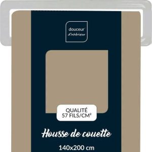 Světle hnědý bavlněný povlak na peřinu na jednolůžko 140x200 cm Lina – douceur d'intérieur