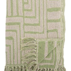 Zelená deka s příměsí bavlny 130x155 cm Velva – Bloomingville