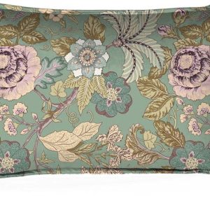 Zelený polštář Velvet Atelier Japanese Flowers