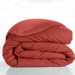 Bavlněný povlak na peřinu na dvoulůžko/prodloužený v cihlové barvě 240x220 cm Lina – douceur d'intérieur