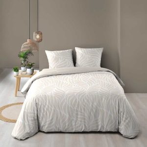 Béžové 3dílné bavlněné povlečení na dvoulůžko/prodloužené 240x220 cm Morgane – douceur d'intérieur