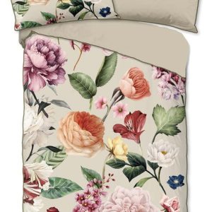 Béžové povlečení na jednolůžko z bavlněného saténu 140x200 cm – Descanso