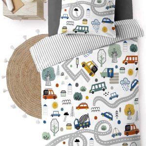 Bílé bavlněné dětské povlečení na jednolůžko 140x200 cm Pti Bolide – douceur d'intérieur