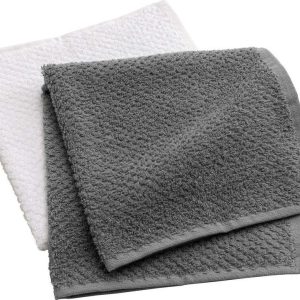 Bílé/šedé froté bavlněné ručníky v sadě 2 ks 50x50 cm Gourmet – douceur d'intérieur